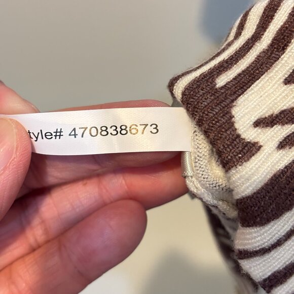 Boston Proper Beaded Brown White Animal Print Cardigan - Picture 13 of 13